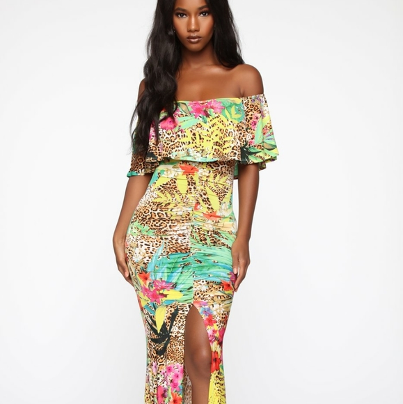 Fashion Nova Dresses & Skirts - New Animal Print tropical dress